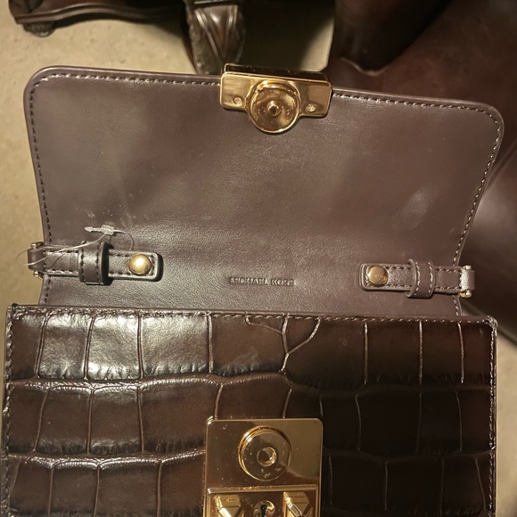 Michael Kors Dark Brown Croc-Embossed Crossbody - Picture 6 of 8